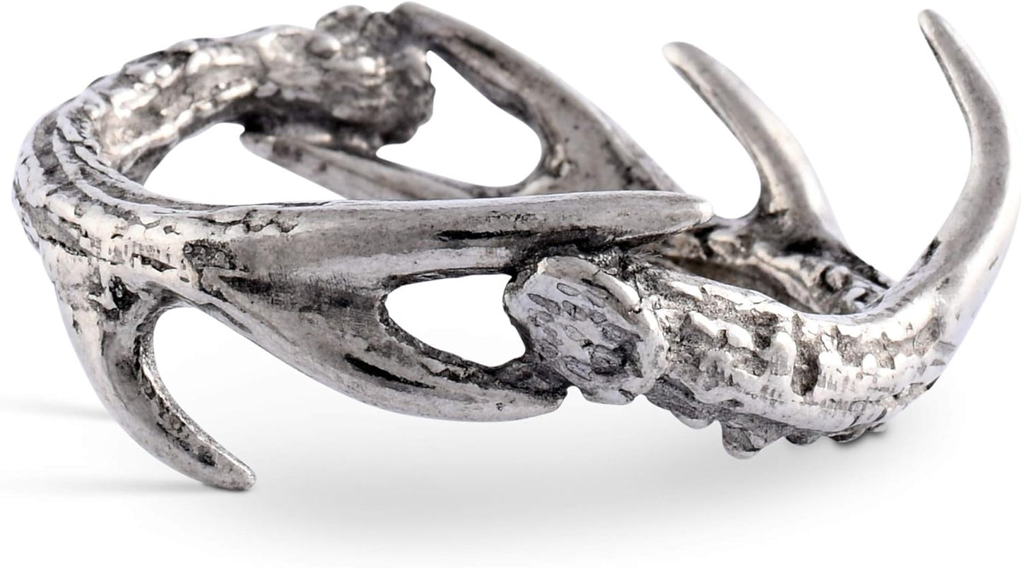 Vagabond House Solid Pewter Cast Metal Antler/Horn/Deer Rustic Napkin Ring Artisan Handcrafted for Refined Cabin Lodge Mountain Table Heirloom Quality (Sold as Single Ring) 1.5 inch Diameter