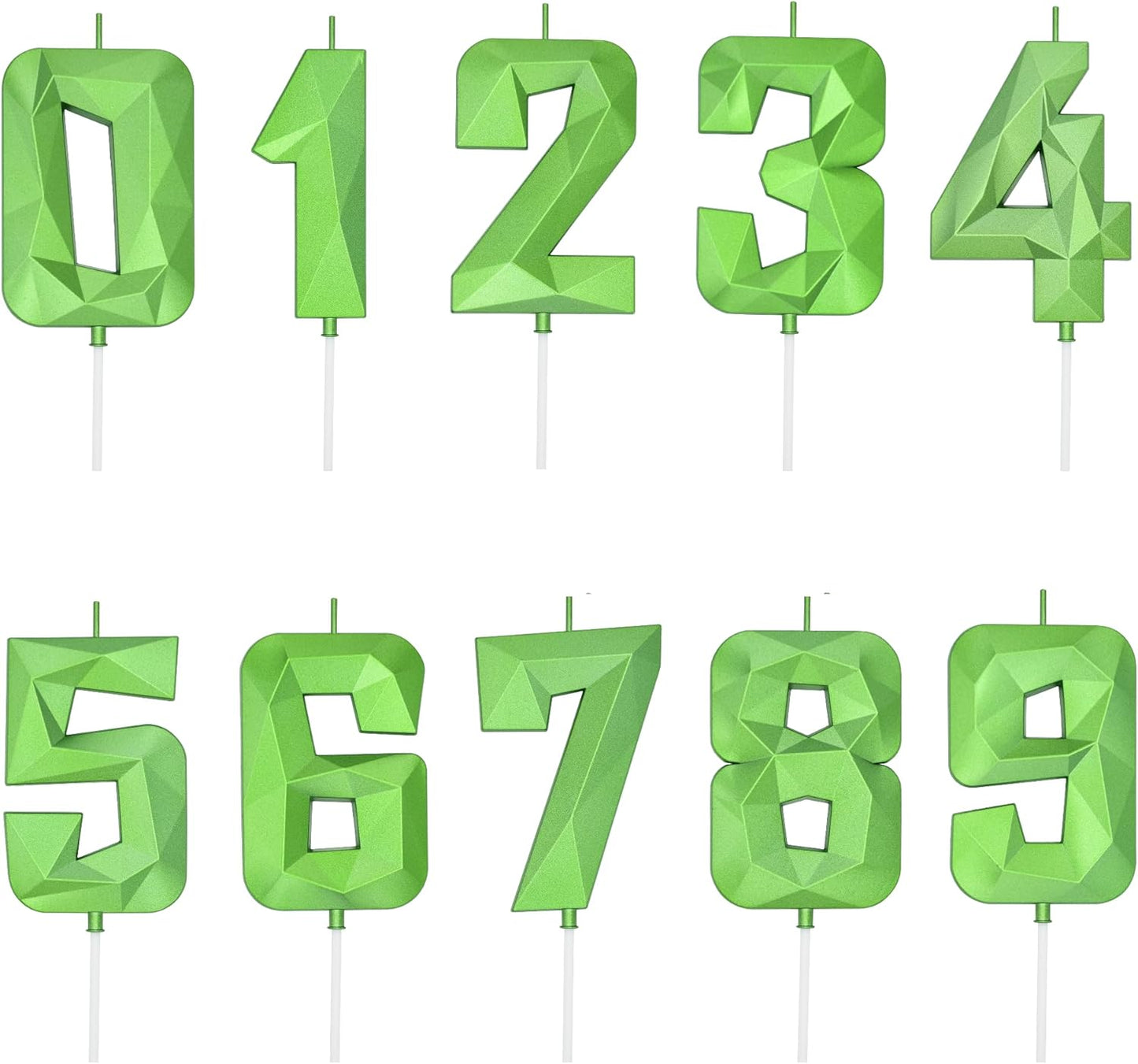 DERVENTA Large Birthday Candle Number 3D Green 3.7 inch Party Celebration Anniversary Decoration Cake Topper 1 Piece (Number 0 Green)