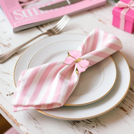 Bow Napkin Rings set of 6 Christmas Bow Tie Napkin Rings for Wedding Brithday Family Dinner,Pink Bowknot Napkin Ring Holders for New Year Valentine's Day Anniversary Bridal Shower Table Decor