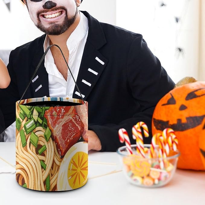 Halloween Candy Bucket - Doodle Style Noodles Trick Or Treat Candy Bag, Gift Bag for Party Favor Supplies