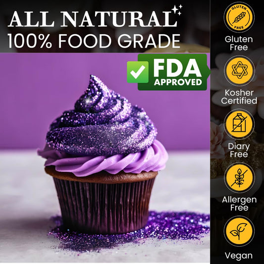 Dazzle Dust Edible Glitter Sprinkles for Cake Decorating, Drinks, Cookie, Icing, Dessert Decorations, Sparkly Luster, Food-Grade, Vegan, Gluten Free, Kosher, Bulk 10g, Purple