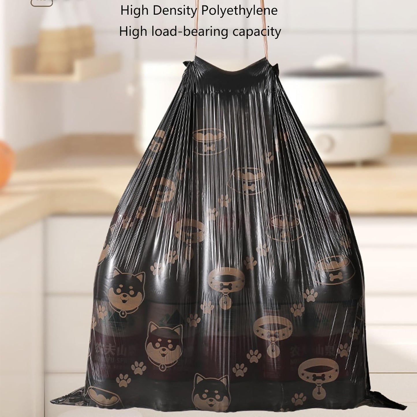 2.6 Gallon Strong Trash Bags,Double-Sided Thickening (0.96Mil),No-tear Small Drawstring Garbage Bags for Bathroom,Kitchen Trash Bags, Leak-Proof Design,Light Luxury Bag (Black Pink 300 Counts)