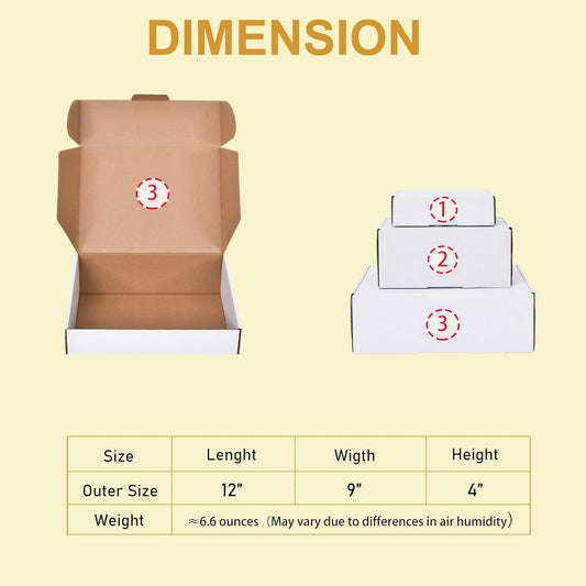 12x9x4 Inches Shipping Boxes Set of 20,White Corrugated Cardboard Box Literature Mailer for Small Business, Literature Mailer Box Packaging Supplies