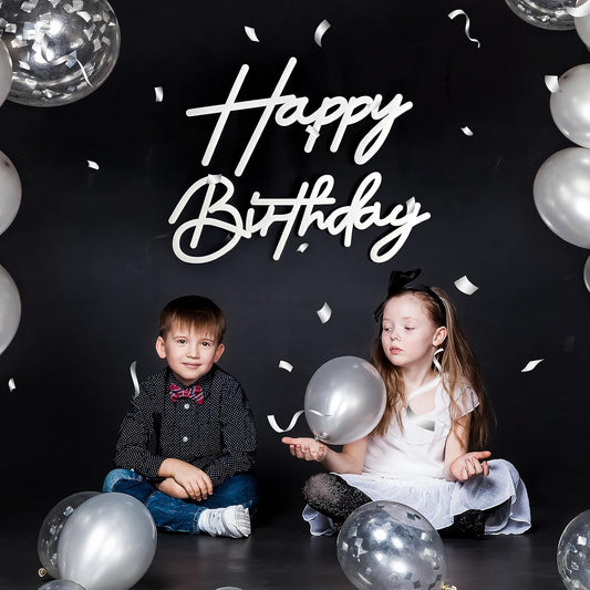 Happy Birthday Sign for Arch Backdrop - Felt Happy Birthday Letter Sign for Balloon Banner Party Backdrop Girls Boys Birthday Background for Baby Shower Photography Wall Decorations - White