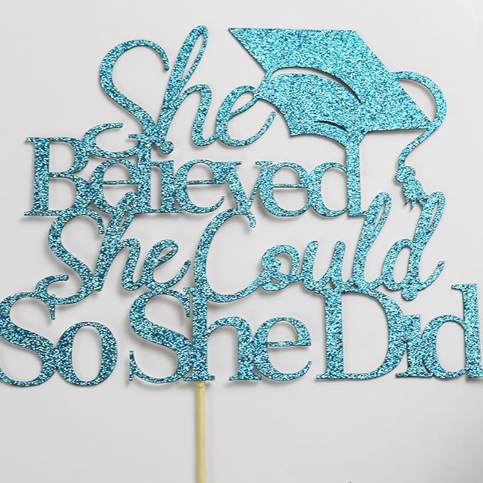 She Believed She Could So She Did Cake Topper,2026 Graduation Cake Topper,Cake Decorations for Girls,2026 High School/College/University Graduation