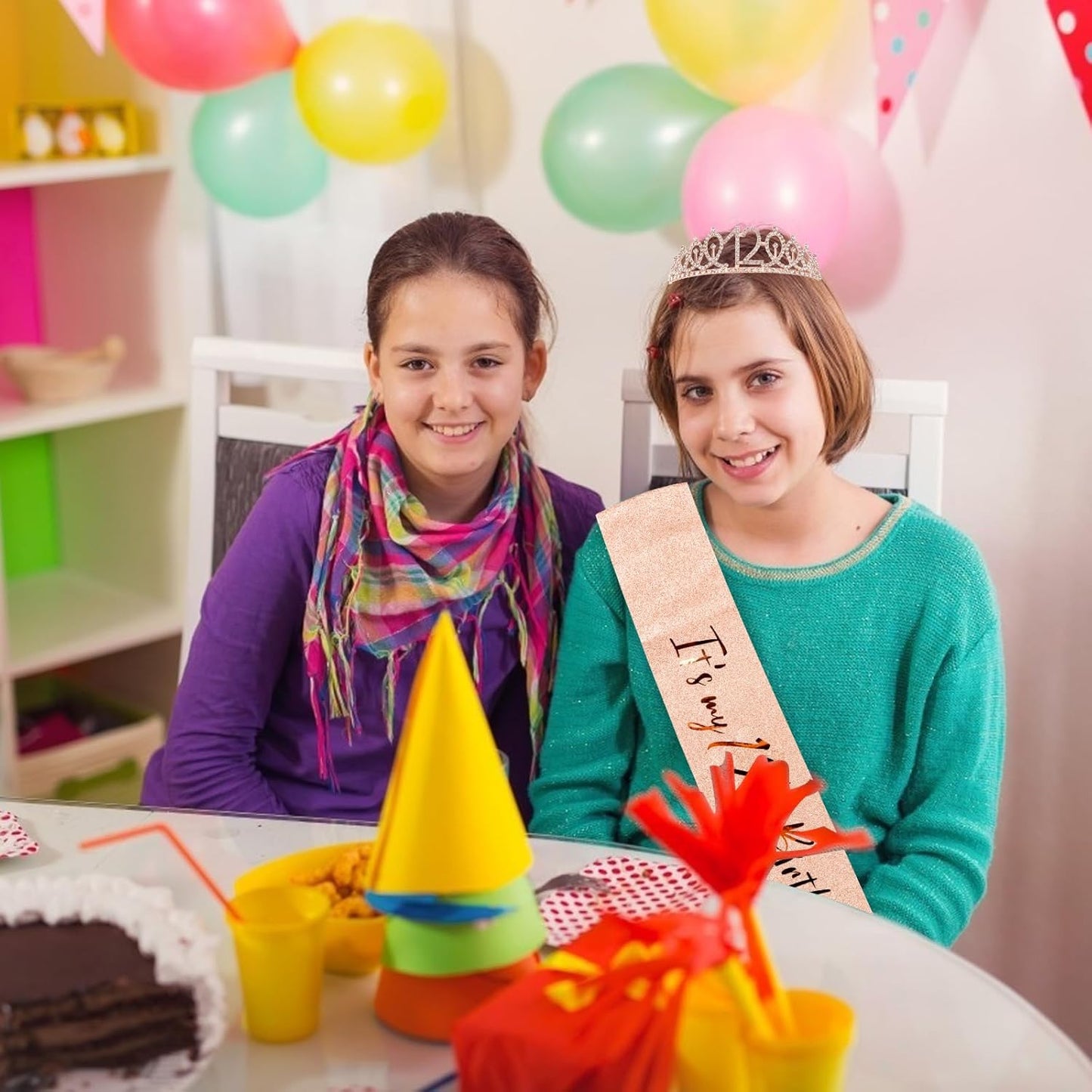 CIEHER 12th Birthday Crown + 12th Birthday Sash + Pearl Pin Set, It's My 12th Birthday Sash, 12 Birthday Tiara, 12th Birthday Decorations for Girls, 12th Birthday Gifts