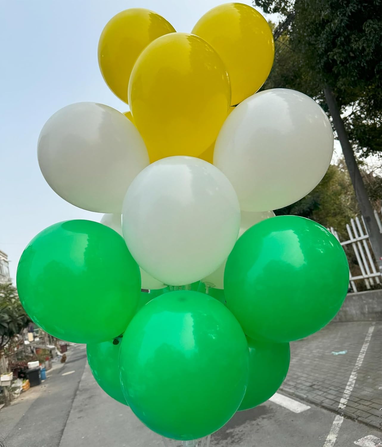 60 Pcs 12 Inch Latex Balloons Green/White/Yellow | Spring & Summer Decor | St. Patrick's Day, Graduation, Kids Birthday, Wedding, Baby Shower Party Balloons