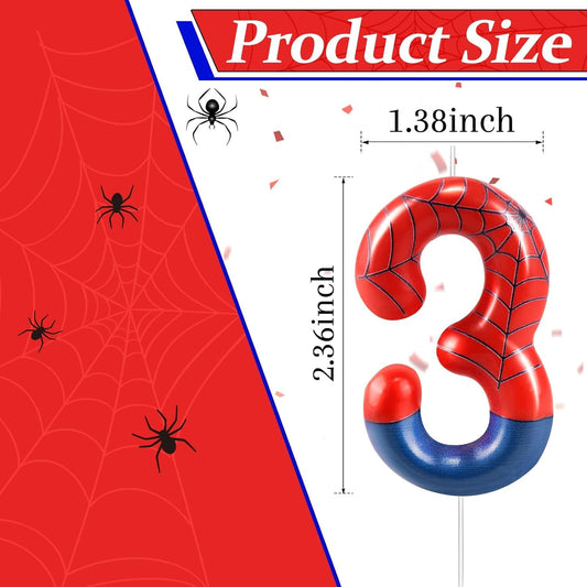 Spider Themed Birthday Candles Number 3 Candle Birthday Cake Candle Party Decoration Cake Topper for Spider Party Decoration Theme Party Supplies (Number 3)