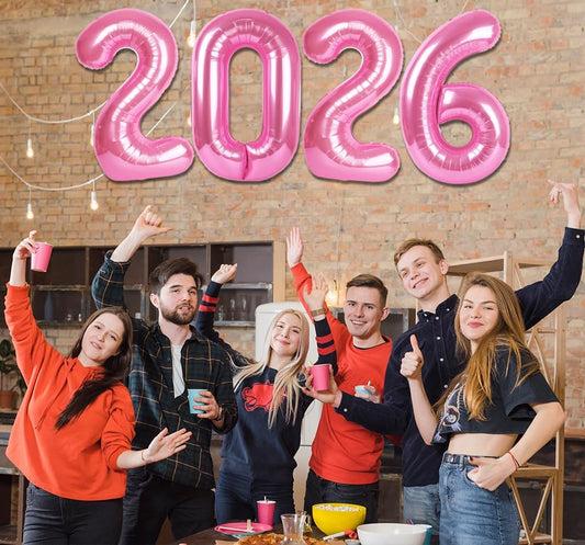 2026 Balloon - Pink Birthday Number Balloons, 40 Inch Large Foil Balloons for Men Women Boys Girls Pink Themed Birthday Decorations,Number 2026 Balloon