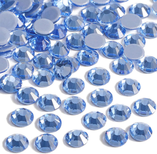 Beadsland Hotfix Rhinestones, 288pcs Flatback Crystal Rhinestones for Crafts Clothes DIY Decorations, Light Sapphire, SS30, 6.3-6.5mm