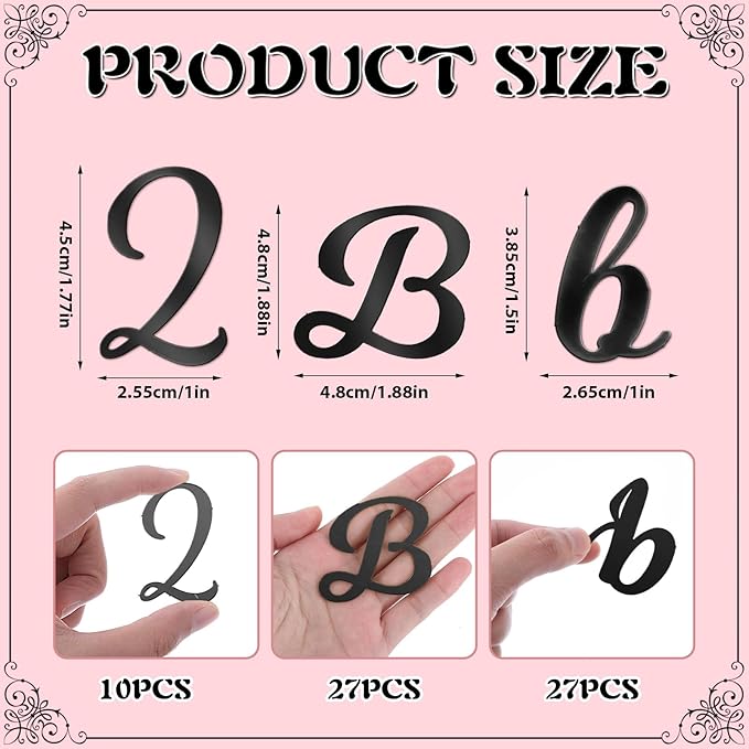 64Pcs Black Acrylic Letters for Cake, Personalized Cake Topper for DIY Cakes, 0-9 Number and A-Z Letters Cakes Decoration for Birthday Party Supplies