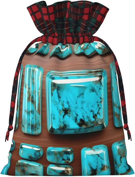 PULaif Bright Aqua Blue Turquoise Christmas Drawstring Gift Bags, Large Size Christmas Bags For Gifts Party Favors, Xmas Gift Bags