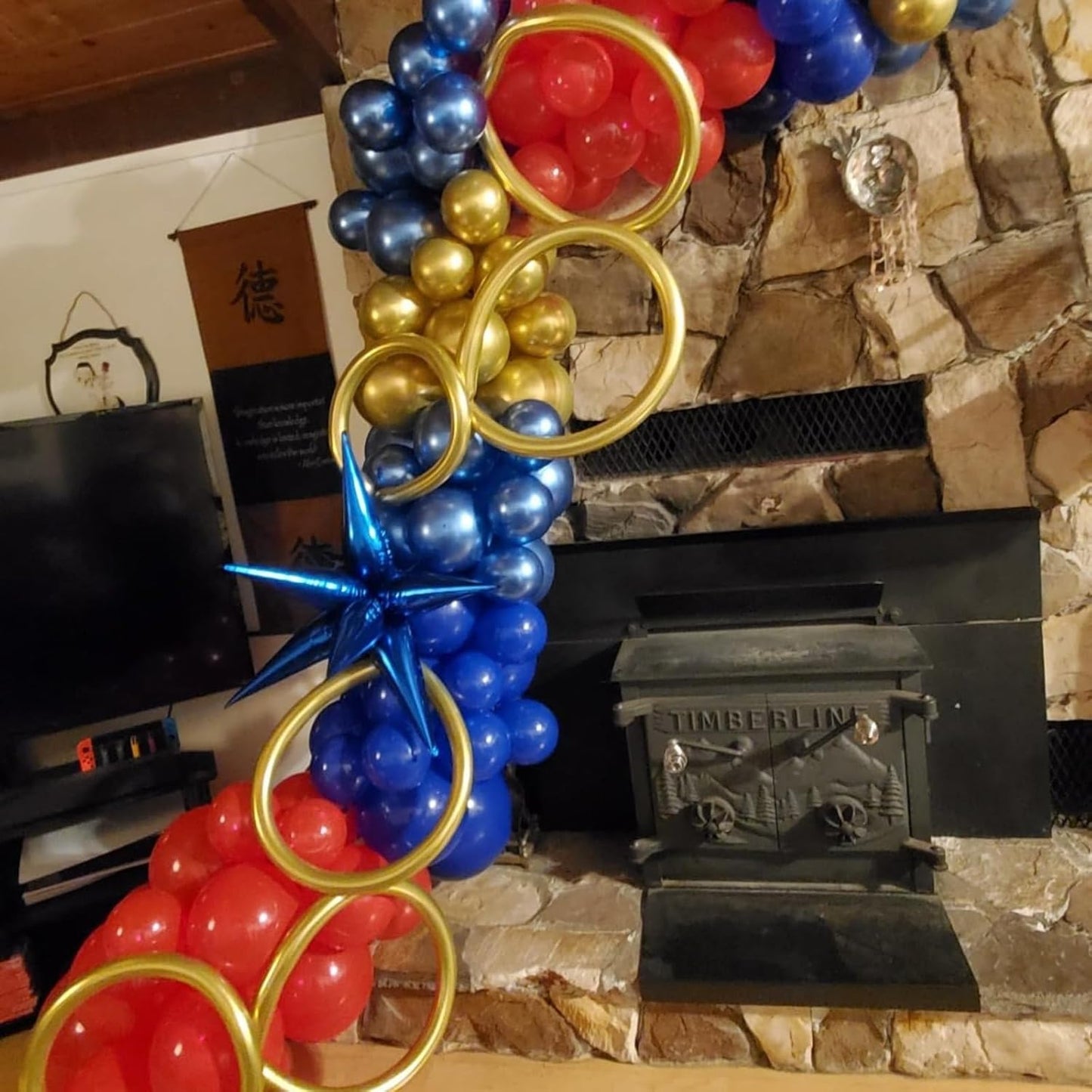 Red Blue Gold Balloons Arch Royal Blue Red Gold Balloons Garland Metallic Blue Gold Latex Balloons with Explosion Star Foil Balloon Gold Long Balloons for Birthday Party Decorations Carnival Circus
