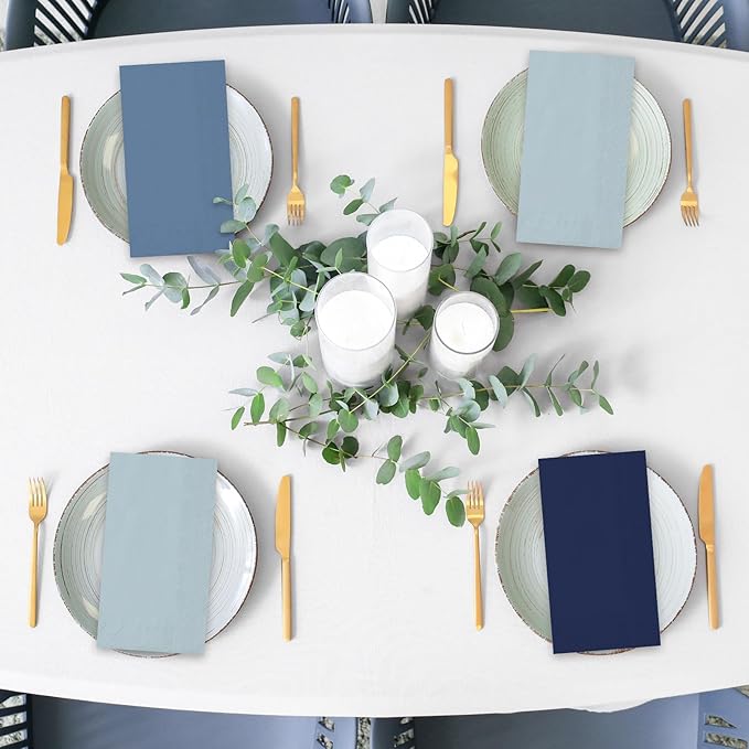 Whaline 150 Pcs Dusty Blue Guest Paper Napkin 3 Colors Disposable Guest Hand Towel Napkin Multi-colored Bathroom Napkin for Home Party Table Decor