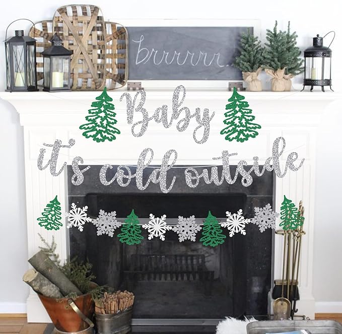 Baby It's Cold Outside Banner Christmas Baby Shower Decoration Winter Holiday Snowflake Welcome Newborn Party Supplies