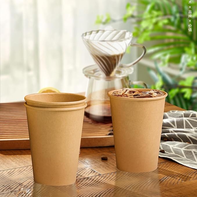 180 Pack 12 OZ Paper Cups, Brown Kraft Disposable Paper Coffee Cups 12 oz, Unbleached Paper Cups for Hot/Cold Beverage Party, Picnic, Travel, and Events.