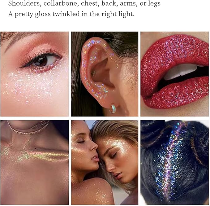 MEICOLY Fine Face Body Glitter,Holographic Color Changing Glitter Gel for Body,Face,Hair,Lip,Eye,Long Lasting Self-Adhesive Sequins Glitter Face Paint Makeup,Sparkling Pink,50ml