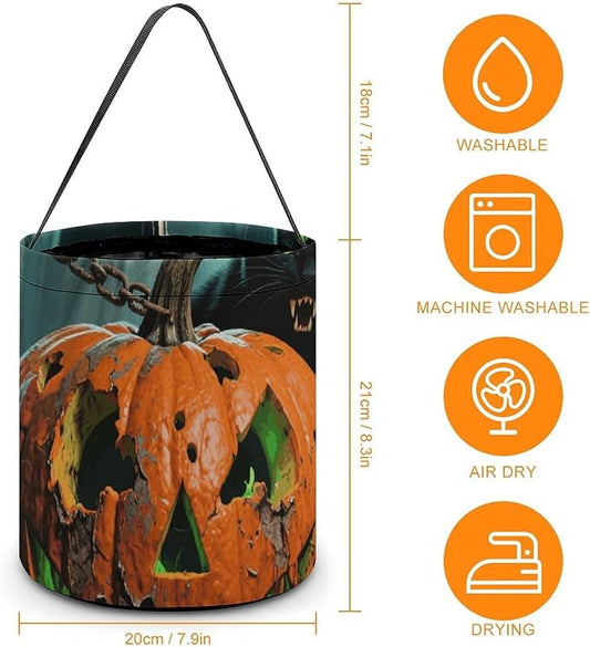 Halloween Candy Bucket - Halloween Black Cat Pumpkin Trick Or Treat Candy Bag, Gift Bag for Party Favor Supplies