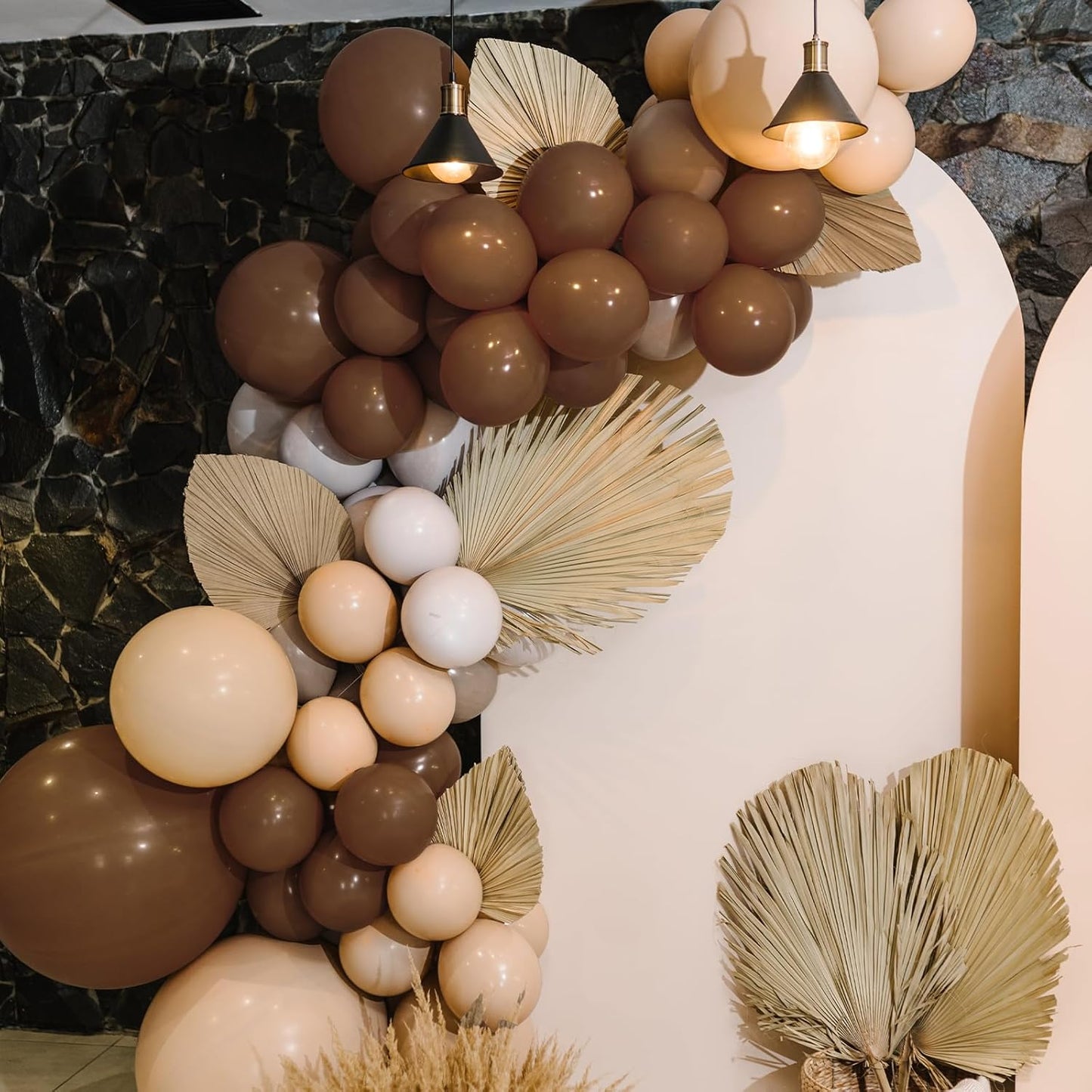 50pcs Brown Balloons, 12inch Dark Brown Latex Neutral Balloons for Birthday Party BOHO Wedding Bear Baby Shower Decoration (With Ribbon & Glue)