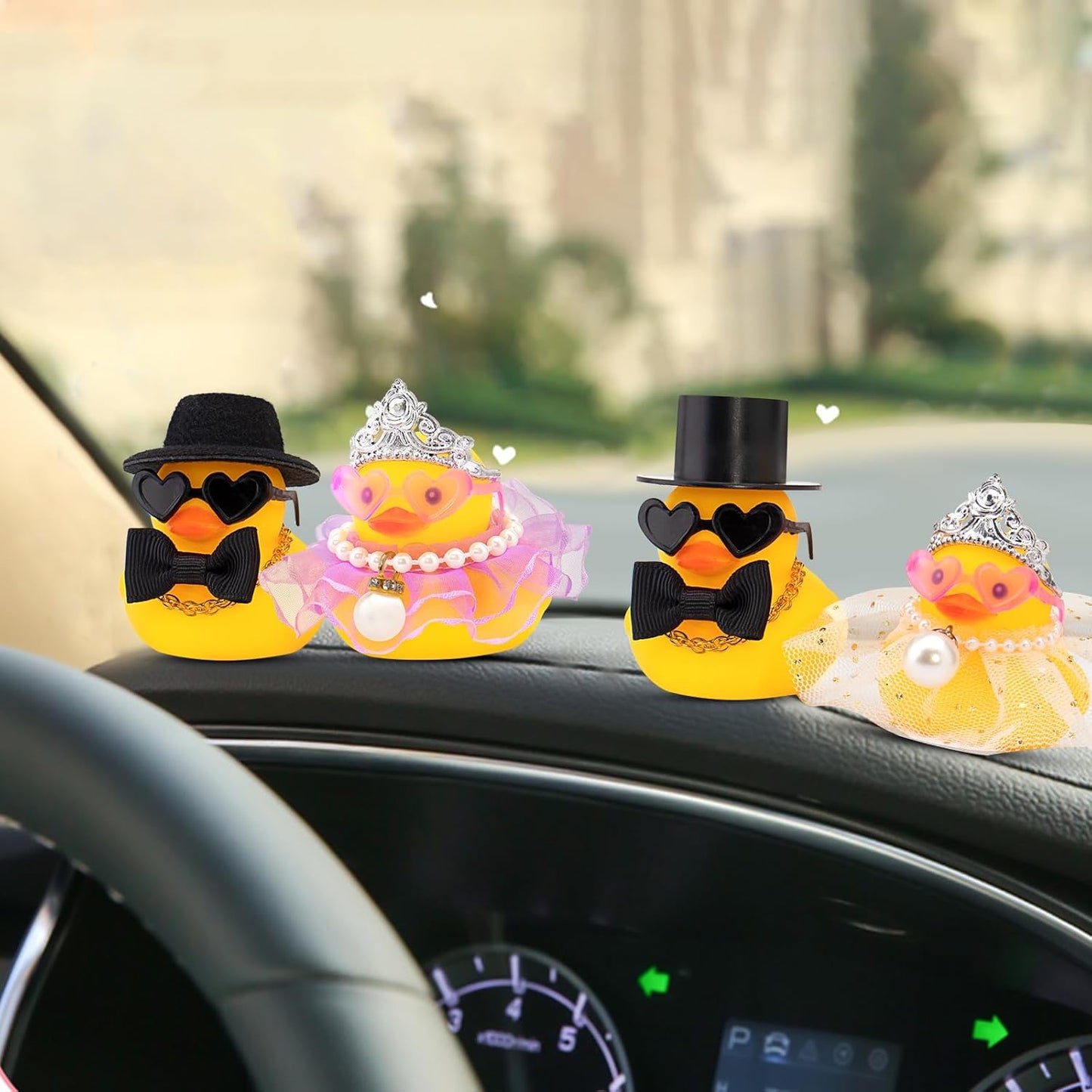 wonuu Pair Set of 2 Bride and Groom Rubber Ducks for Wedding Favors, Party Favors, Ceremony Gift Set, Marriage Souvenir, Marry Blessings, Aniversary Present, Purple Dress&Soft Top Hat