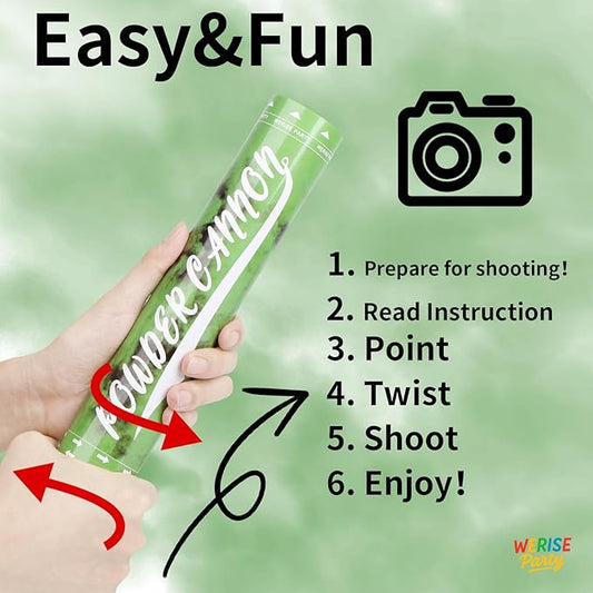 Green Powder Cannon Poppers, WERISE Party Biodegradable Smoke Poppers Cannon 12 Inch Powder Poppers for Graduation Birthday Party and Celebrations 2 Pack