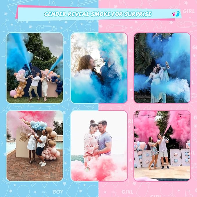 Gender Reveal Fire Extinguisher 2 Pack Boy or Girl Extinguishers for Baby Reveal - Gender Reveal Decorations Smoke with Power for Party - Blue Pink Smoke Color Powder for Reveal Party Ideas Color Run