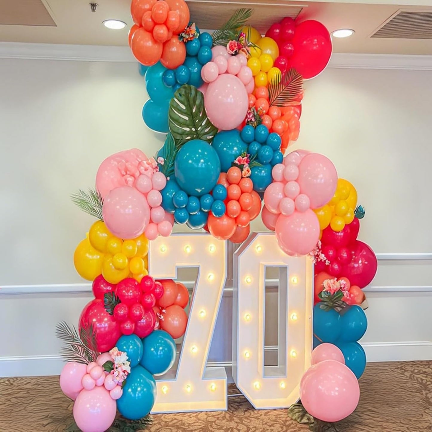 Hot Pink Blue Yellow Orange Balloons Tropical Balloon Hawaiian Party Decorations 12inch for Kids Summer Flamingo Theme Pool Birthday Peacock Blue Pink Yellow Orange Latex Helium Balloon for Arch