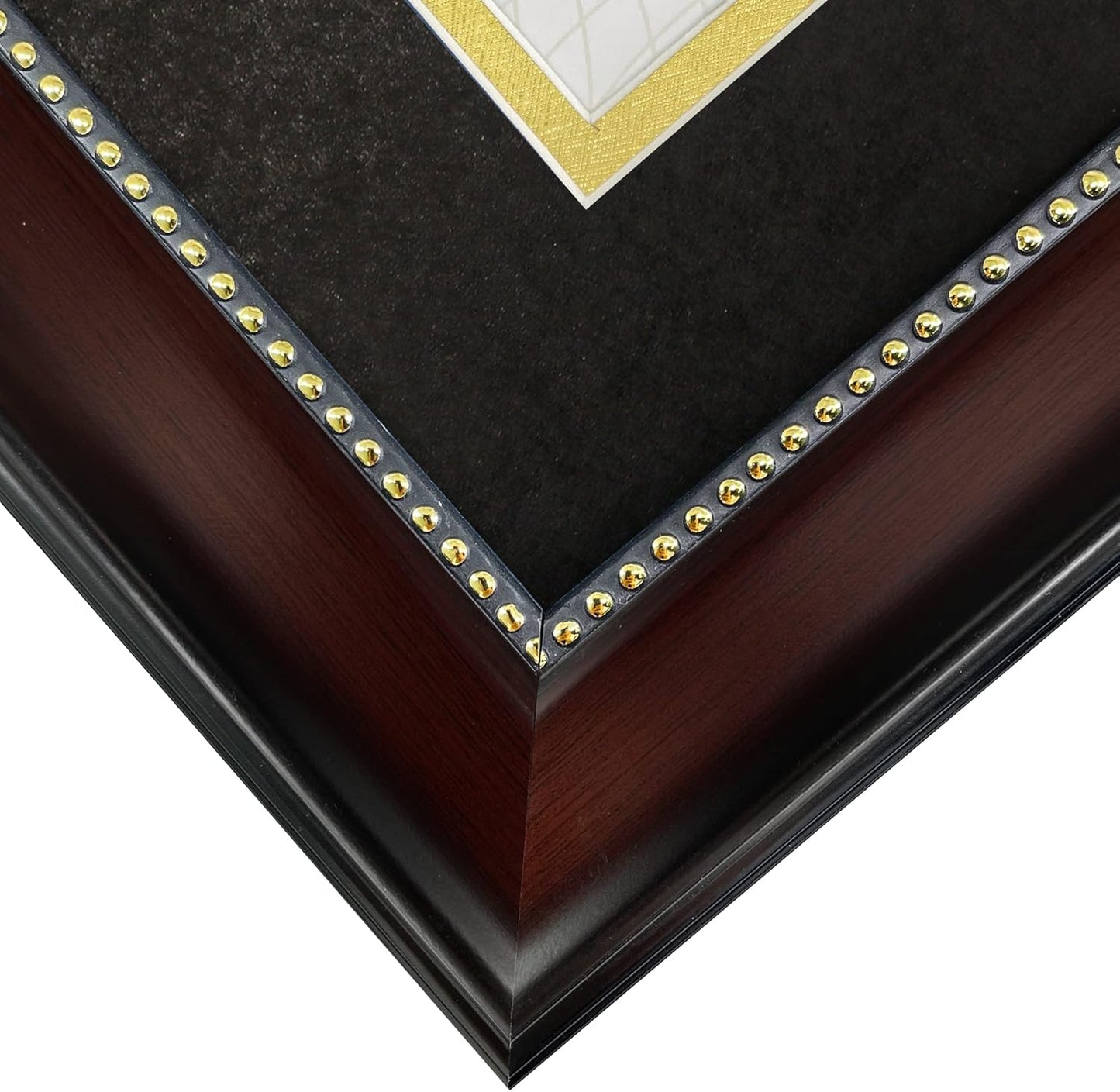 GraduationMall 11x19 Mahogany Diploma and Photo Frame for 8.5x11 Certificate,5x7 Picture,Real Glass,Black over Gold Double Mat