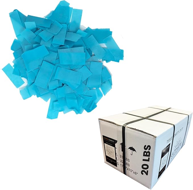 Ultimate Confetti, Turquoise color Biodegradable Confetti - Rectangular Tissue Paper Confetti for Cannon and Launcher use – Best for Gender Reveal, Parties, Concerts and Weddings - 20 lb, 320 oz