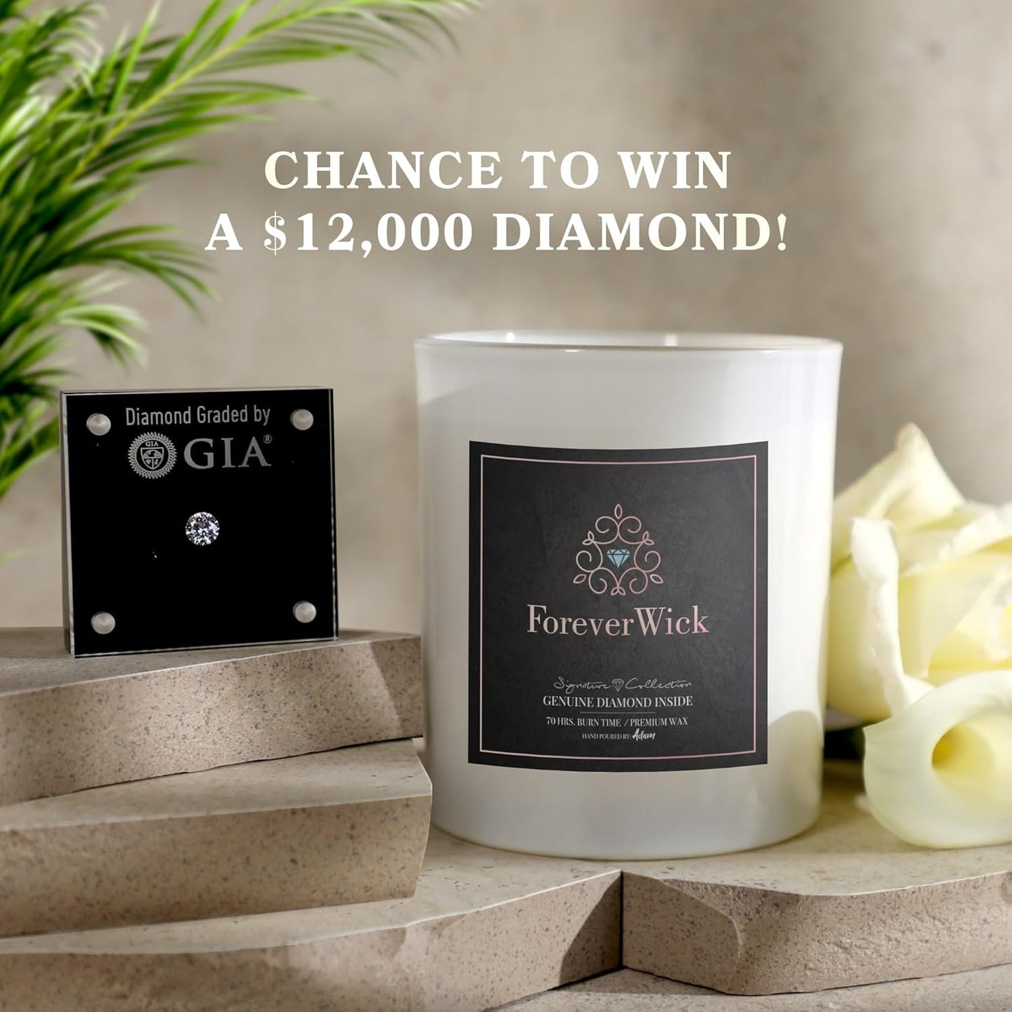 ForeverWick Surprise Candle with Diamond Inside | Foreverwick Candles | Scented Soy Candles Gifts for Women Anniversary Candle Wax | Romance Candles All-Natural Organic Soy Candle 14oz | 70h