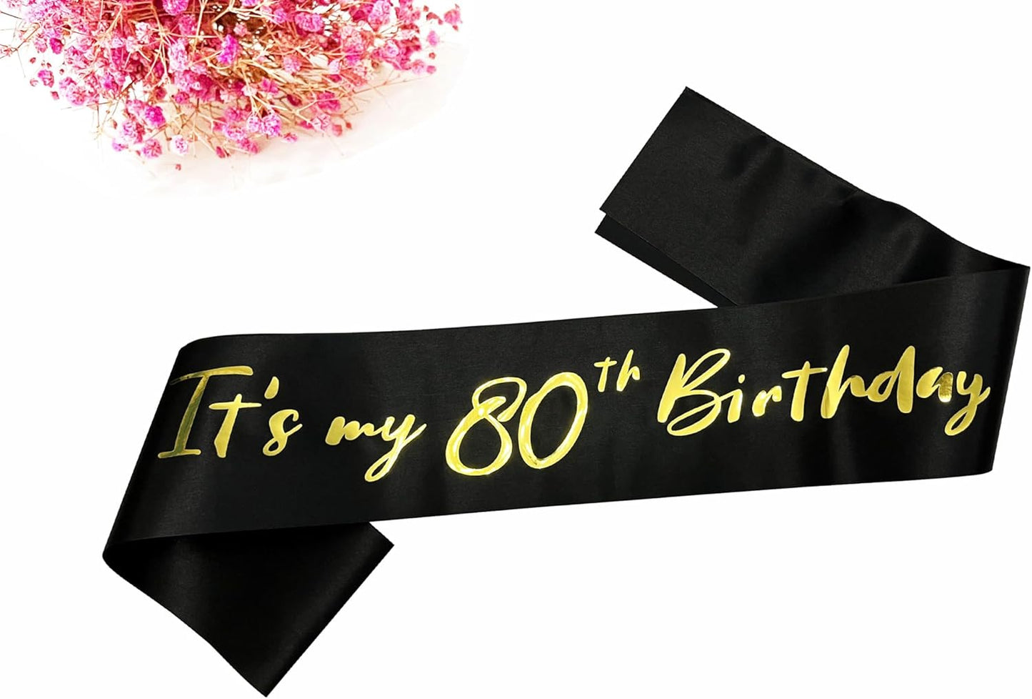 80th Birthday Sash, It's My 80th Birthday Sash Black Gold, 80 Birthday Decorations Gifts for Women Men Happy 80th Birthday Party Favor Supplies