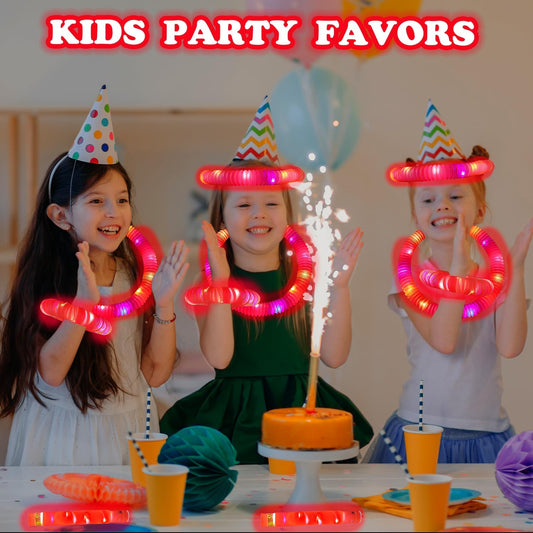 24 PCS Red Glow Sticks Party Favors for Kids, Christmas LED Light Up Necklaces Bracelets Accessories for Toddlers, Glow New Year Eve Party Supplies Birthday Dance Camping Decorations for Boys Girls