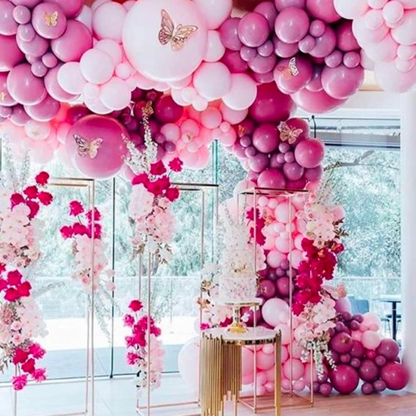 PartyWoo Hot Pink Balloons 140pcs Different Sizes of 18 12 10 5 Inch Metallic Pink Magenta Fuchsia Balloon Arch Kit for Engagement Bachelorette Baby Shower Anniversary Birthday Party Decorations