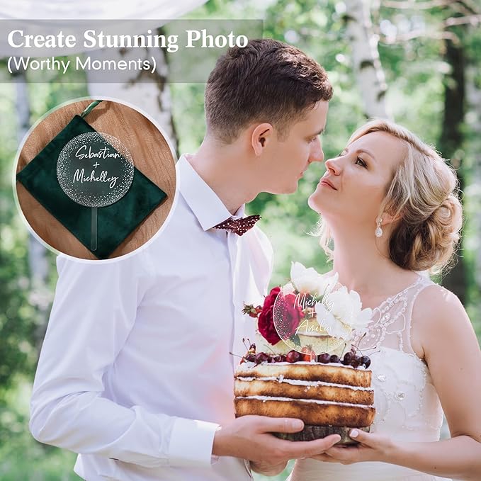 Weysat Personalized Acrylic Cake Topper with Transfer Letter Stickers, DIY Birthday Wedding Engagement Cake Topper for DIY Mr & Mrs Decorations Wedding Bridal Shower Bachelorette