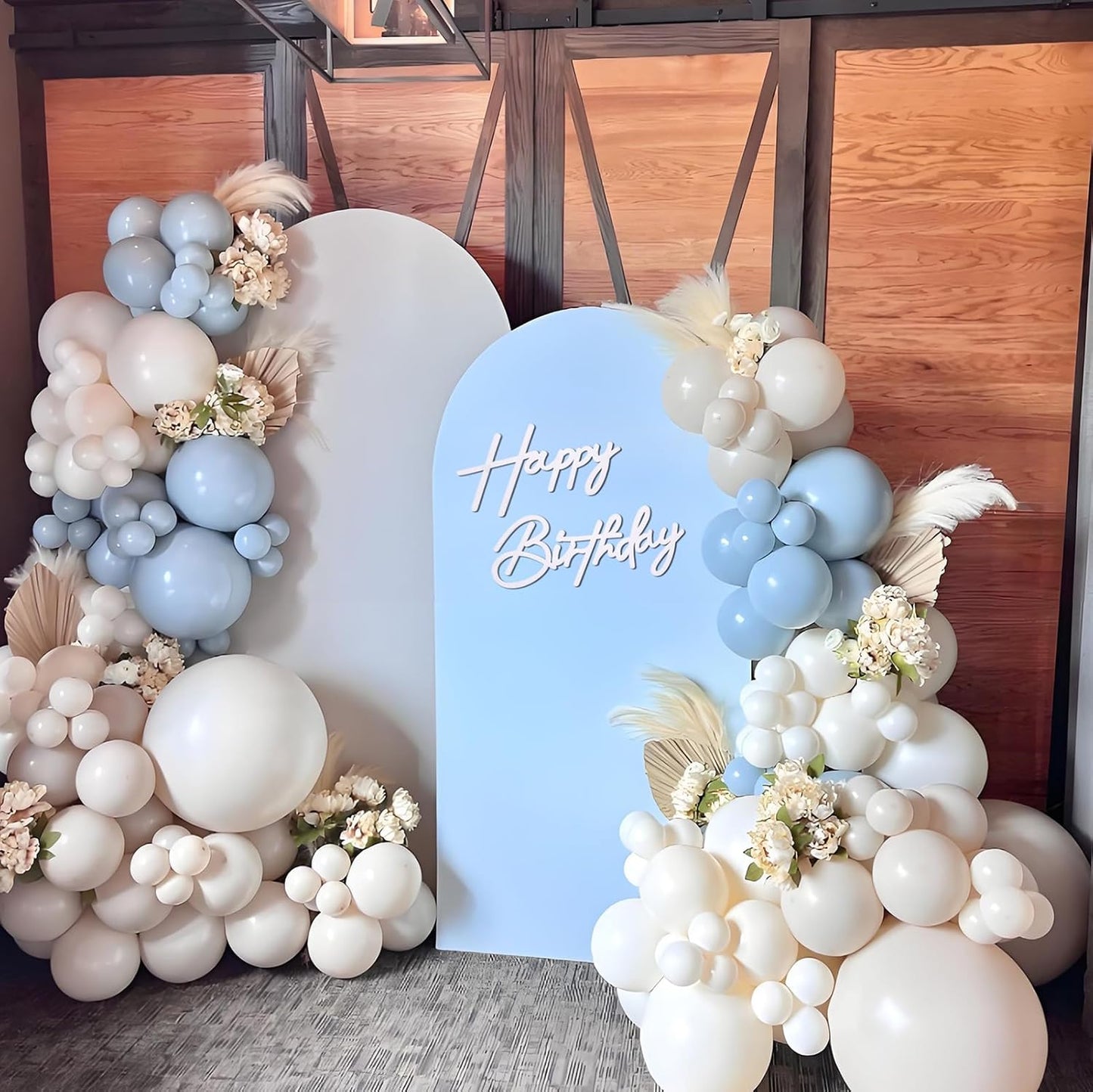 Happy Birthday Sign for Backdrop - Felt Happy Birthday Letters Sign for Girls, Boys & Adults' Birthday Party Balloon Arch Backdrop Decorations (White)