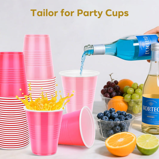 100PCS Pink Plastic Cups, 12oz Disposable Party Cups Bulk Pack, BPA Free Drinkware for Soda Juice Beer Cold Drinks Suitable for Wedding Halloween Thanksgiving Christmas Birthday Holiday Celebrations