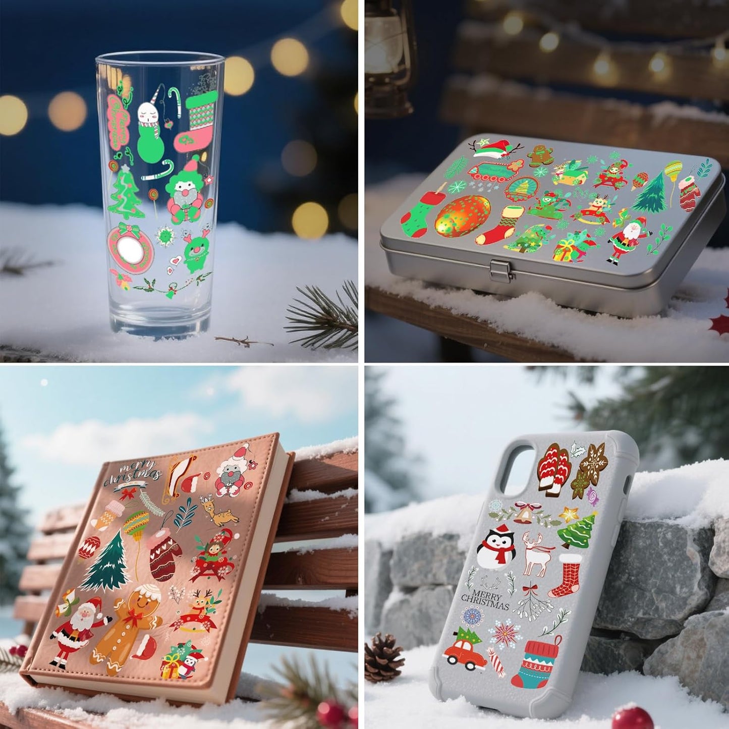 Luminous Christmas Temporary Tattoos for Kids - 110 Pieces Christmas Glow in The Dark Tattoos for Boys and Girls,Christmas Glow Party Favors for Kids Stocking Stuffers and Gifts 10 Sheets