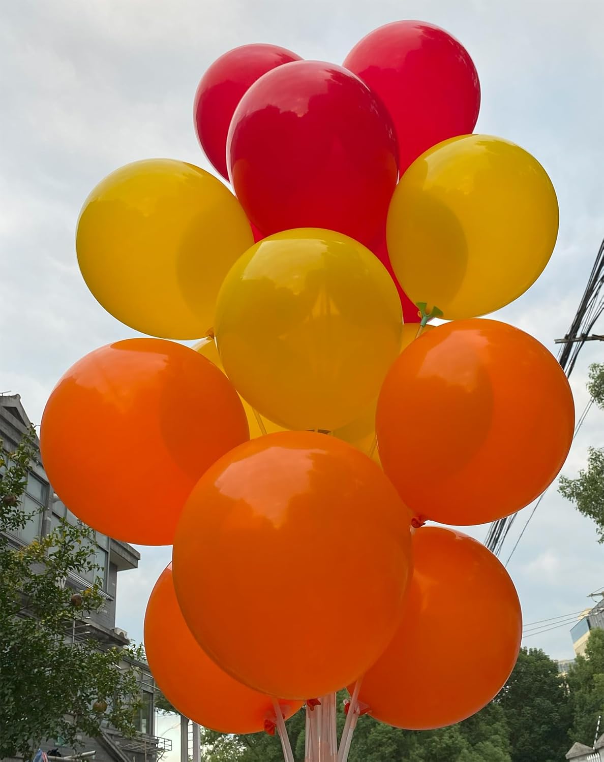 60 Pcs 12-Inch Latex Balloons in Yellow, Orange, and Red - Thanksgiving Day, Valentine's Day, Graduations, Birthday, Fall Celebrations,Baby Shower, Party Supplies