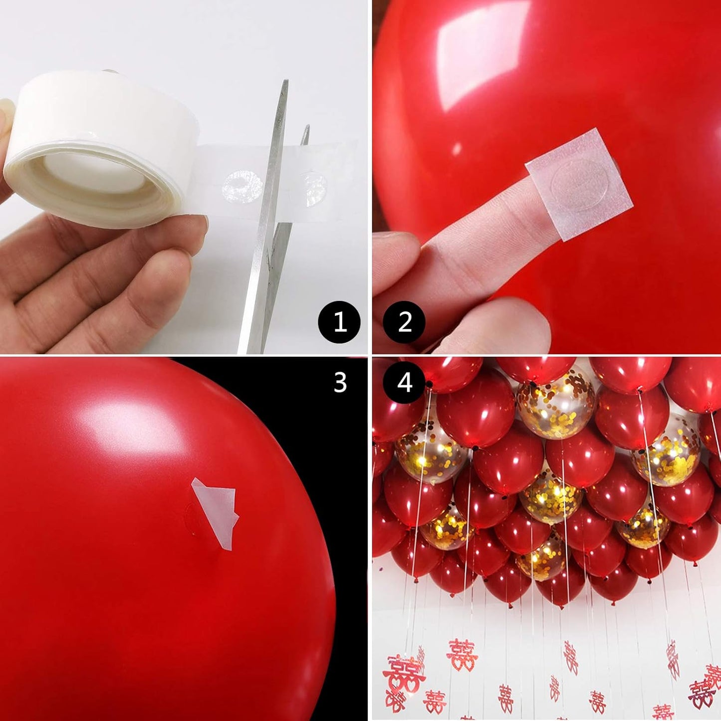 1500 Glue Points Balloon Dot Glue Sticker, 6 Rolls Non-Liquid Glue Removable Craft Adhesive Point Tape for Party Arts DIY Balloon Decorations