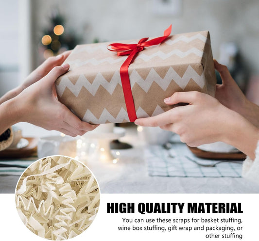 ZEBMOON 1 LB Ivory Crinkle Cut Paper Shred Filler Great for Gift Wrapping, Basket Filling, Birthday, Wedding, Halloween, Thanksgiving, Christmas Day, New Year Party Decorations Filling Supplies