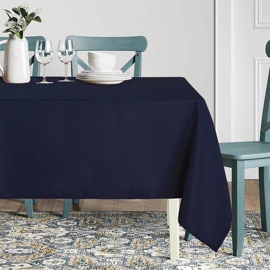 sancua Rectangle Tablecloth - 70 x 108 Inch - Stain and Wrinkle Resistant Washable Polyester Table Cloth, Decorative Fabric Table Cover for Dining Tables, Buffet Parties and Camping, Navy
