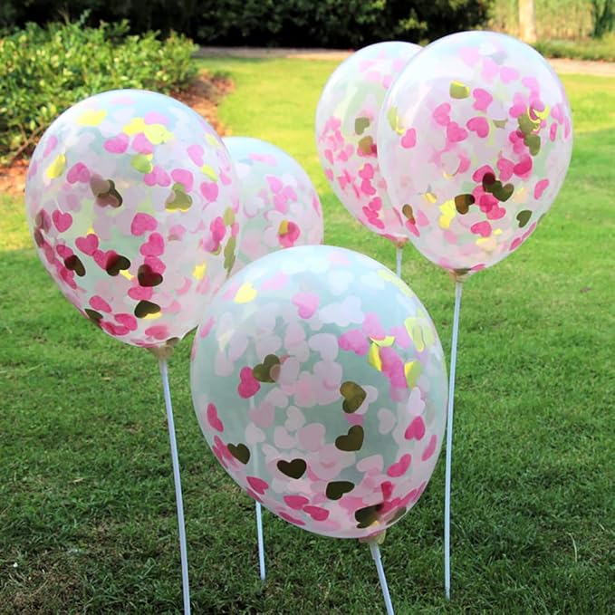 1 inch Hot Pink Tissue Paaper Heart Confetti 4000 Pieces Biodegradable Confetti Paper for Wedding Party Balloon or Table Decor