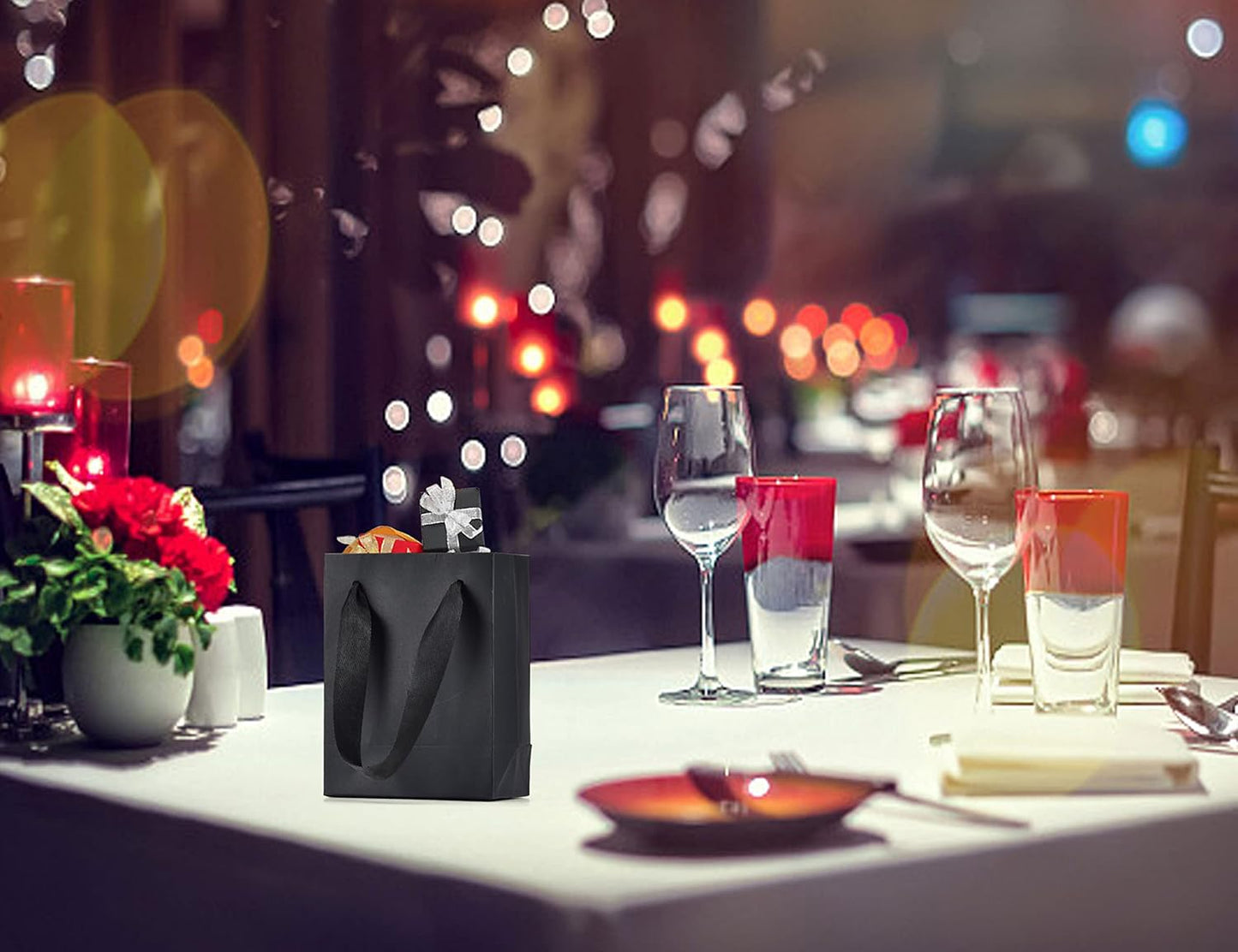 HUAPRINT Black Paper Bags,Matte Black Gift Bags,Small Shopping Bags with Handles,30 Pack 4.5x2.5x6 inch,Craft Gift Bags,Retail Bags,Party Favor Bags,Merchandise Business Bags,Holiday,Wedding Bags