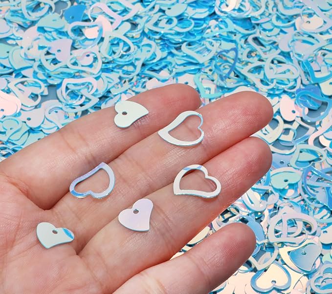 ONLYKXY 1200Pcs Love Heart Shaped Confetti, Table Wedding Decoration, Glitter Confetti for Wedding Party (Glitter Blue)