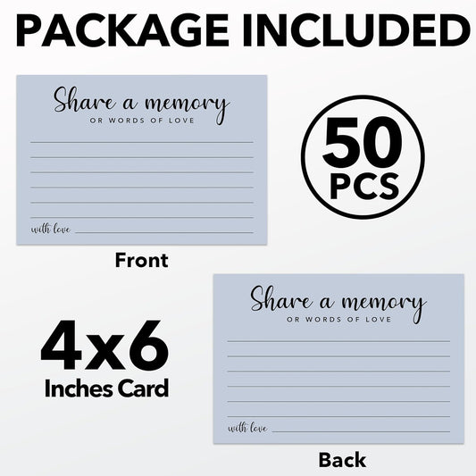 Share a Memory Cards for Celebration of Life, Graduation, Retirement, Birthdays, Guest Book Ideas, Funeral Sign In Book For Memorial Service, 4x6 Inches Set of 50 Pcs(Pastel Blue) -A12