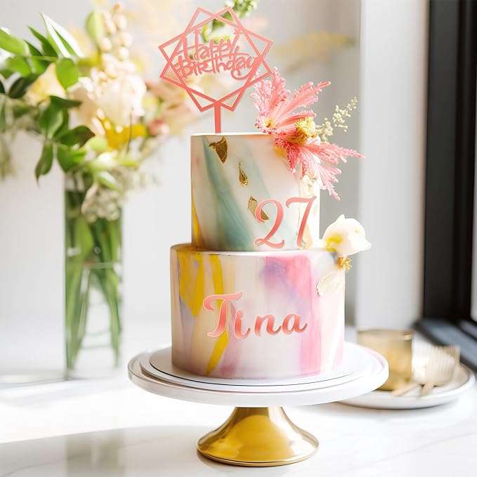 Teenyyou 68 Pcs Acrylic Alphabet Number Cake Topper 0-9 Number and A-z Letters Personalized Cake Picks Decor DIY Name Cupcake Toppers Christmas Wedding Baby Shower Party(Rose Gold)