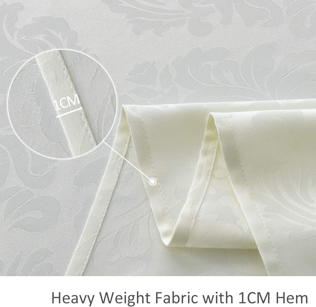maxmill Square Tablecloth Damask Design Water Proof Wrinkle Free Heavy Weight Soft Tablecloth Decorative Table Cover for Outdoor and Indoor Use Square 60 x 60 Inch Ivory