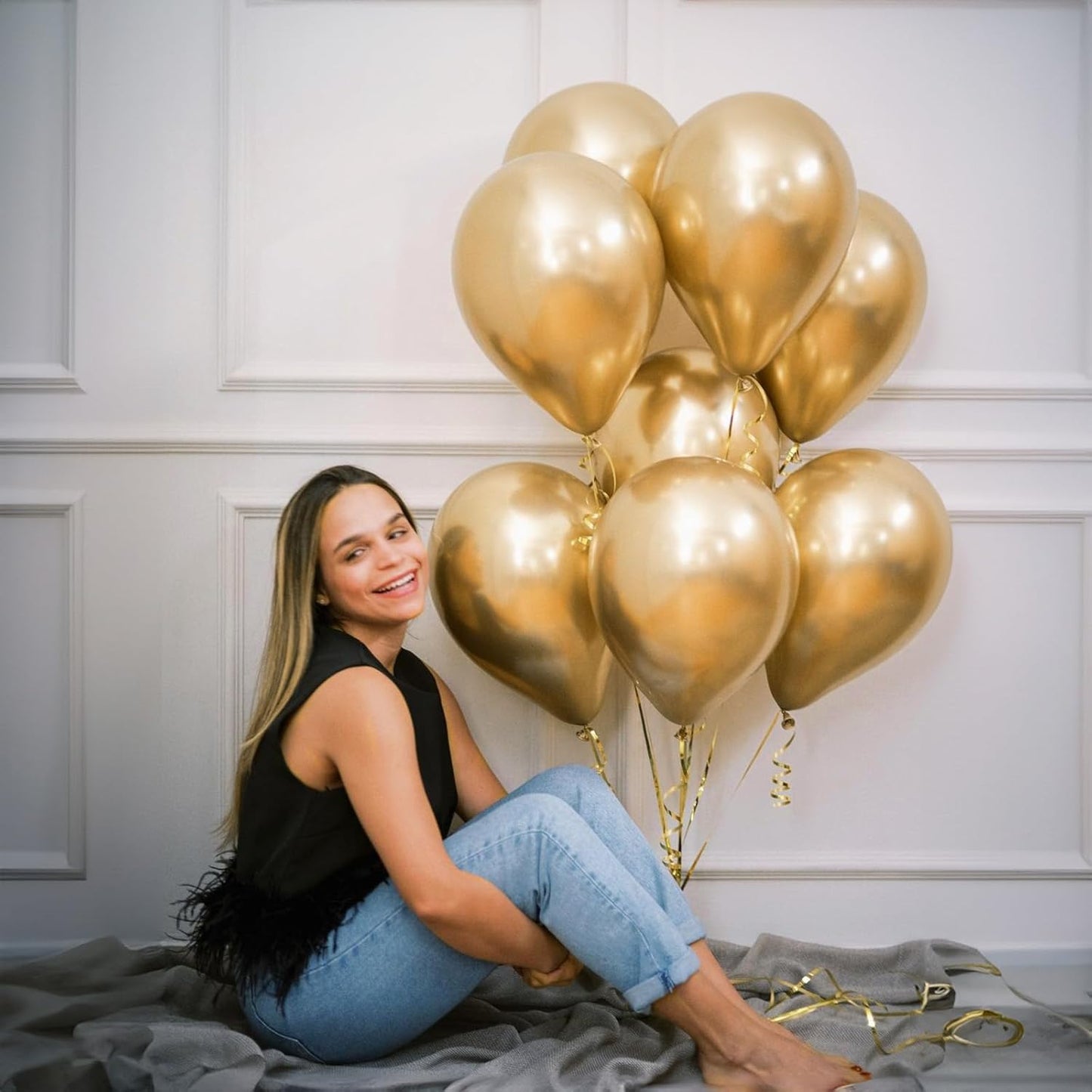 Gold Balloons 12 Inch 100 Pack, Metallic Gold Balloons Chrome Gold Metallic Balloon Shiny Matte Golden Latex Balloons for Birthday Graduation Anniversary Baby Shower Wedding Party Decorations