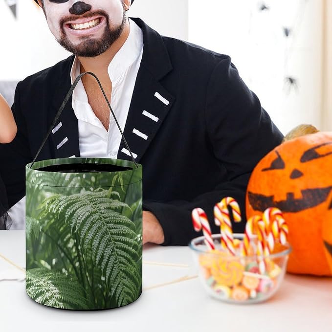 Halloween Candy Bucket - Green Plants Trick Or Treat Candy Bag, Gift Bag for Party Favor Supplies