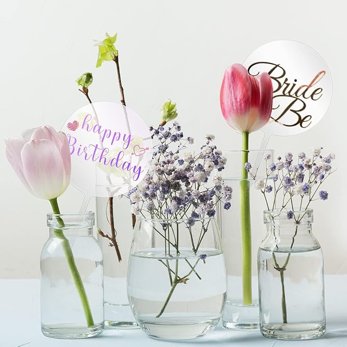 Blank Acrylic Cake Toppers,10PCS Round Acrylic Mirror Cake Topper 4 Inch Clear Circle DIY Cupcake Toppers Blanks Cake Picks for Birthday Anniversary Wedding Baby Shower Party Supplies (transparent)